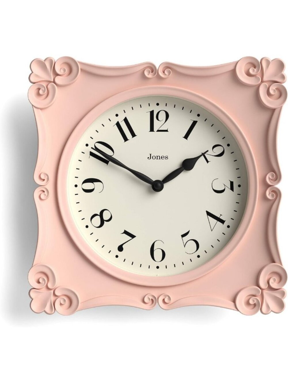 Ornate Vintage Square Wall Clock | 10" Pink Decor | Perfect for Living Room
